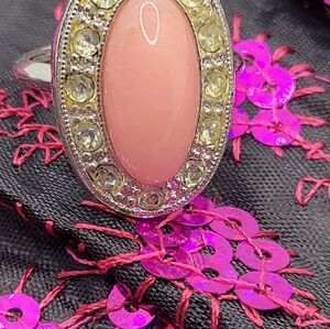 Elegant AVON Pink and Silver Women's RingSIZE 7